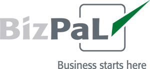 Grey and green BizPal logo