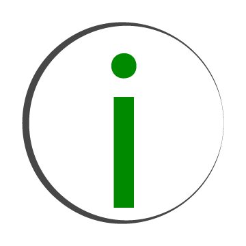 Information icon, black and green 'I'
